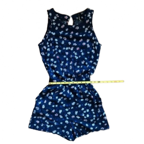 Mango ROMPER floral blue sleeveless shorts XXS - Picture 6 of 8
